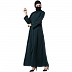 Front open abaya with mandarin collar- Bottle Green Front open abaya with mandarin collar- Bottle Green
